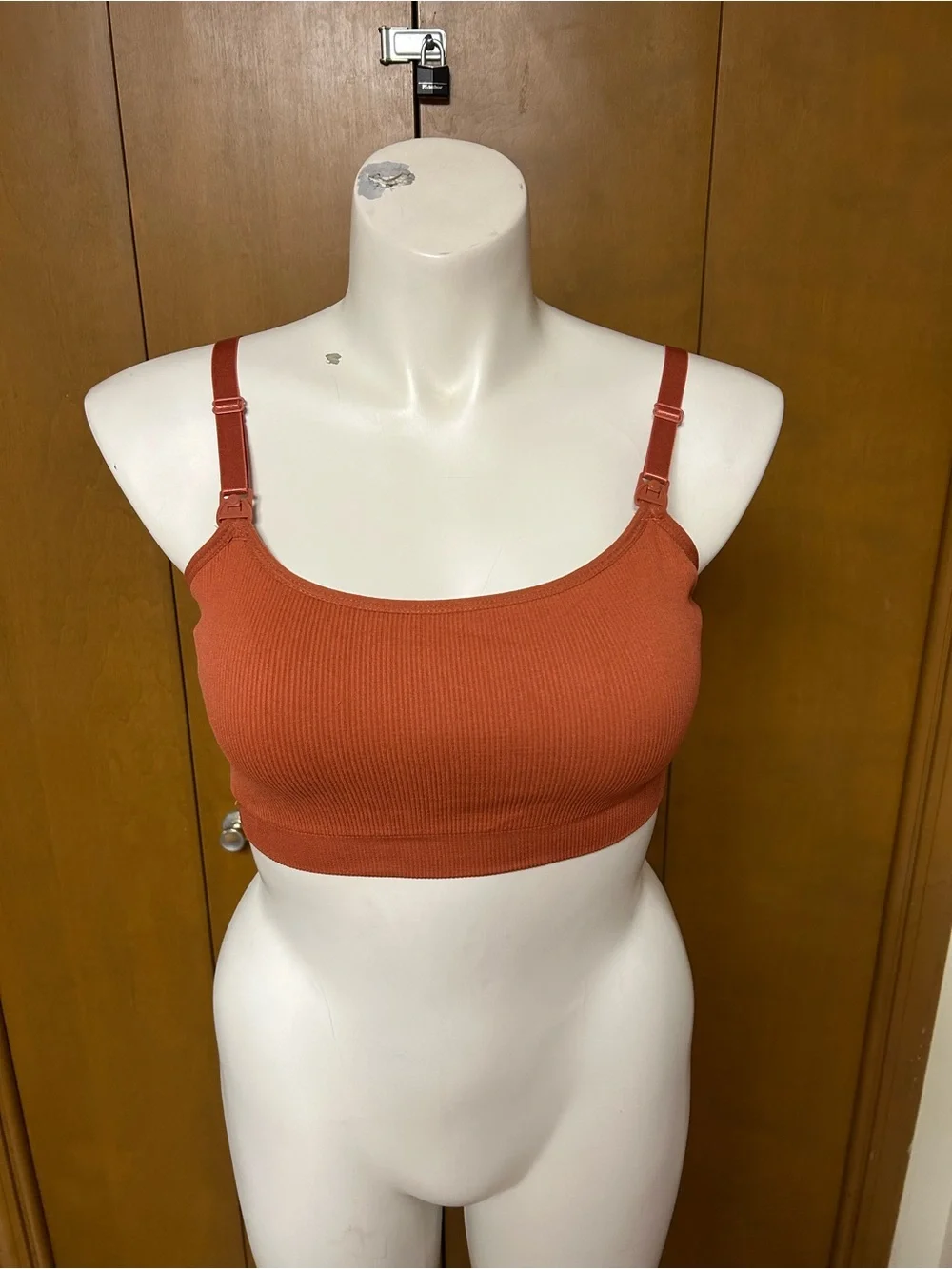 3 pack Ribbed Scoop Neck Wireless Sports Bra — Rust, Black, Brown,